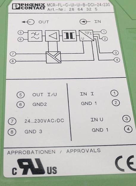 Used Phoenix Contact MCR-FL-C-UI-UI-B-DCI-24/230 Isolating Amplifier Input: 30V,100mA