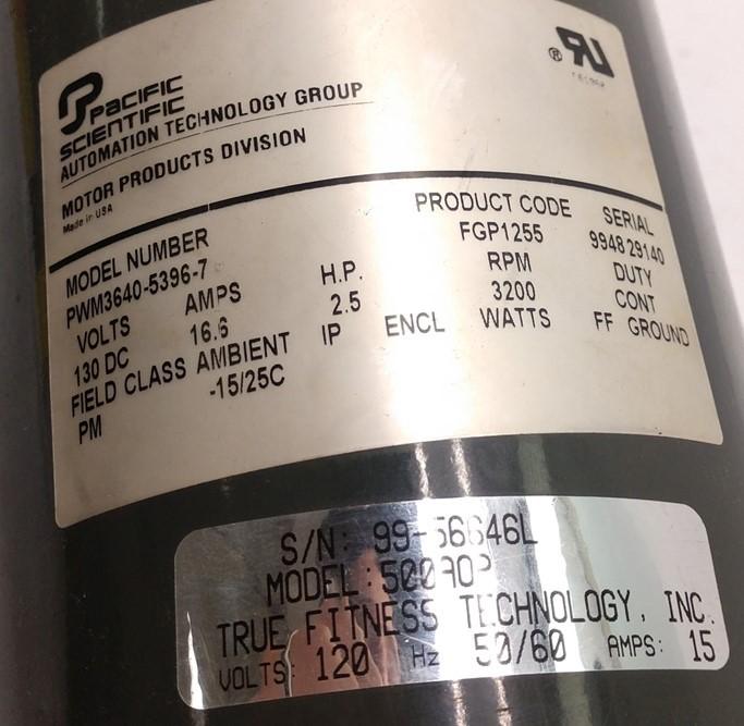 Used Pacific Scientific PUM3640-5396-7 DC Motor, 16.6 Amps, 2.5 HP, 3200 RPM