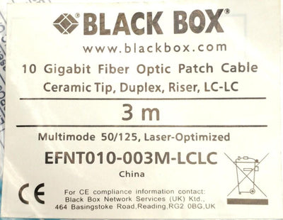 New Black Box EFNT010-003M-LCLC Fiber Optic Cable, 50-Micron, 10GB-Ethernet, 3m