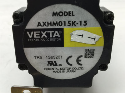 Used Oriental AXHM015K-15 Vexta Brushless DC Motor 15W, 1/50HP, Gear Ratio 15:1