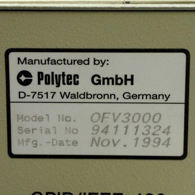 Used Polytec OFV-3000 Laser Vibrometer Controller, Remote Focus, OVD-01 *No Decoder*