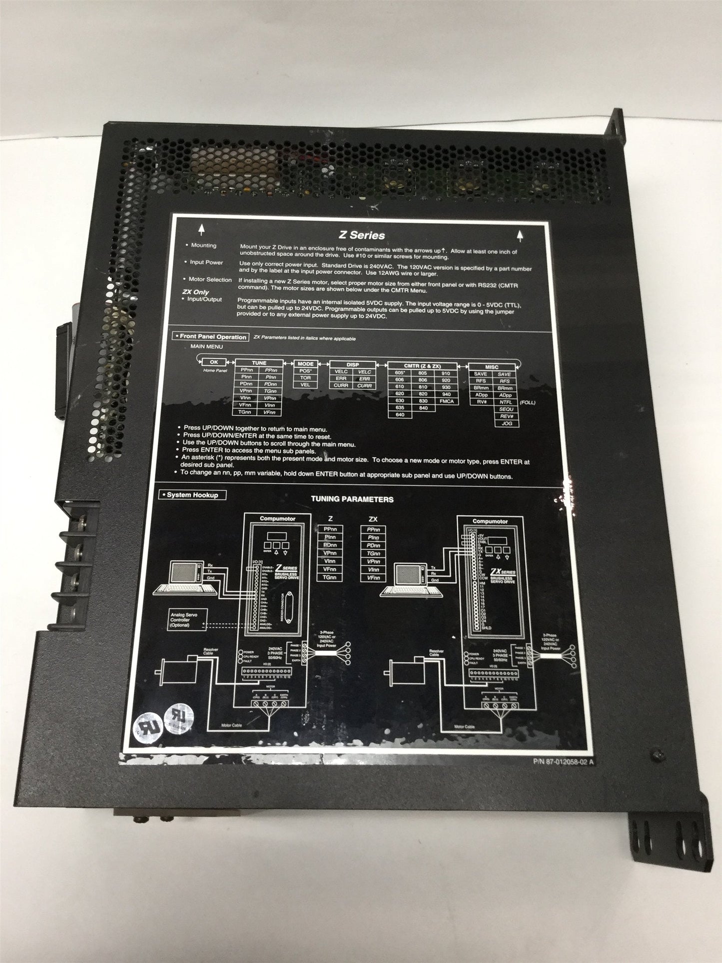 Used Parker ZX605-240V-25 Brushless DC Servo Motor Drive Indexer Position Controller