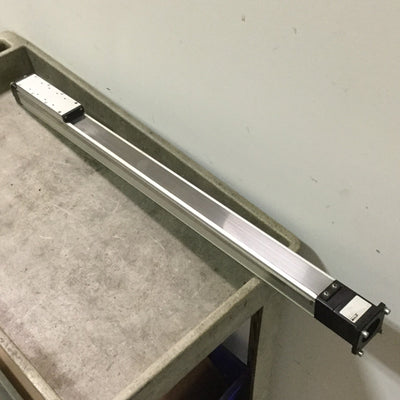 Used Parker Ball Screw Slide, Travel: 600mm, Stage: 167mm x 47mm, Input: 6.3mm 1/4"