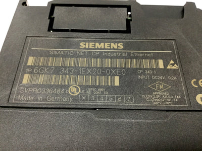 Used Siemens 6GK7 343-1EX20-0XE0 Simatic Net PLC Industrial Ethernet Module CP 343-1