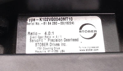 Used Stober K102VG0040MT10 ServoFit Precision Gearhead, 4.0:1 Ratio, Max Torque: 42Nm