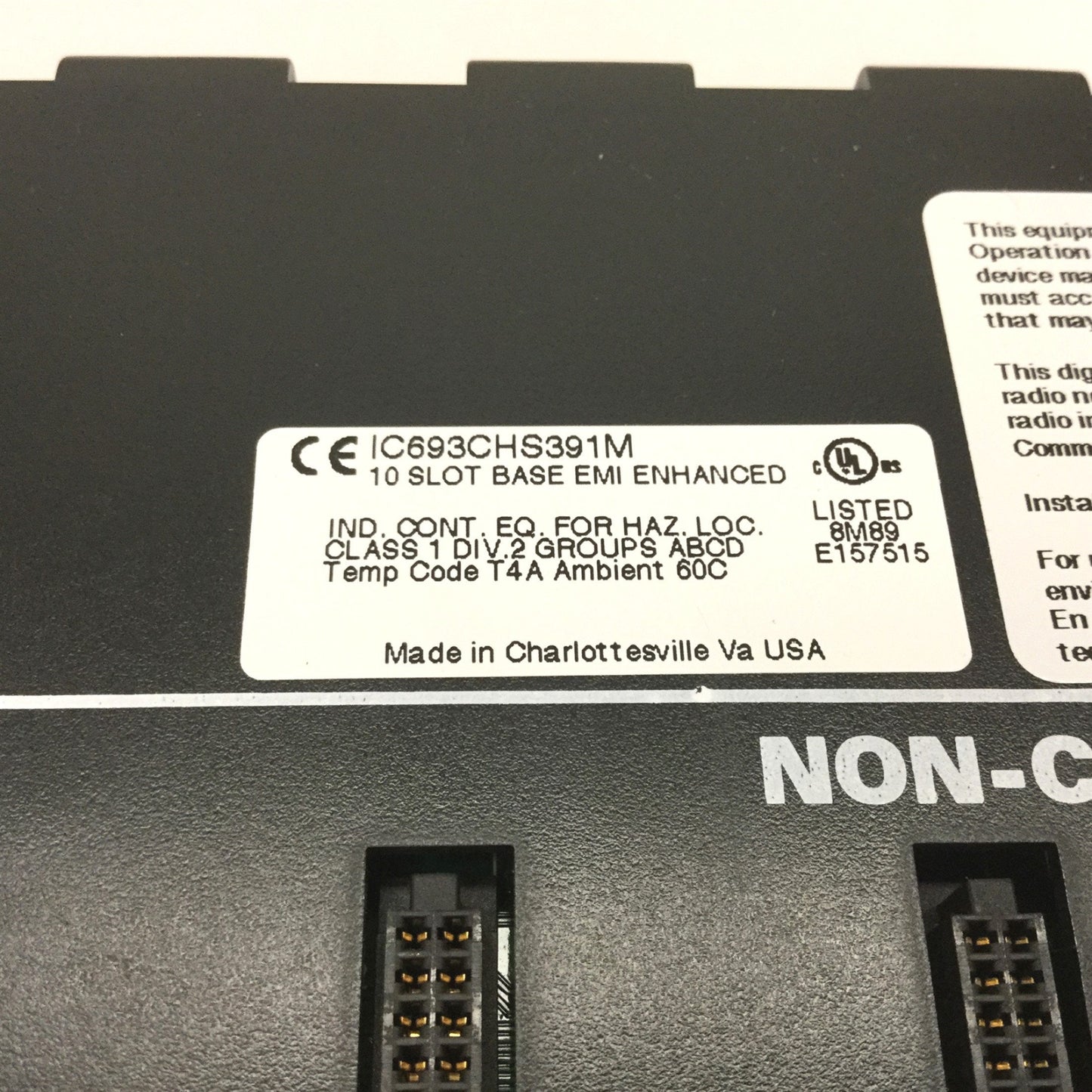 Used GE Fanuc IC693CHS391M Series 90-30 PLC Base, 10 Slot, 1x CPU, 9x Non-CPU