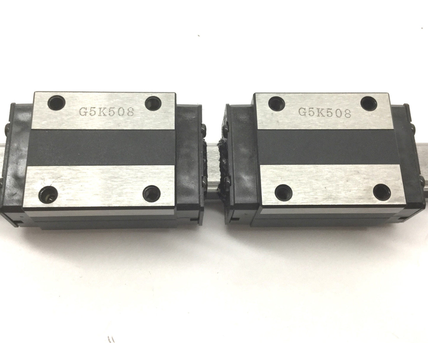 Used THK G5K508 Linear Rail with 2 Carriages, Rail Length 358mm, Carriages 54mmx34mm