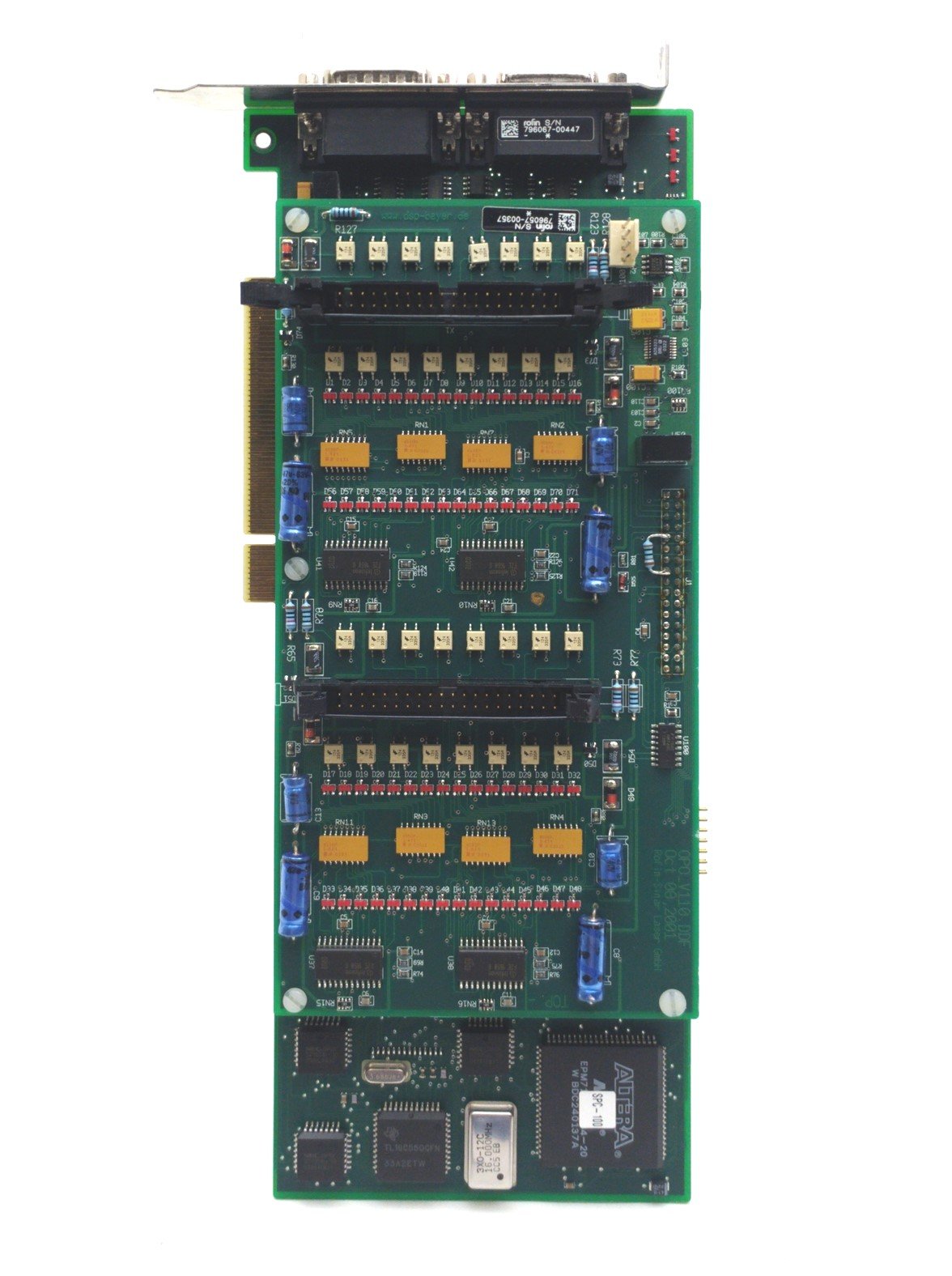 Used Rofin Sinar 796067 & 796057 Laser Control Card, PCI, DB15 M/F, DB37, 4-Pin Round