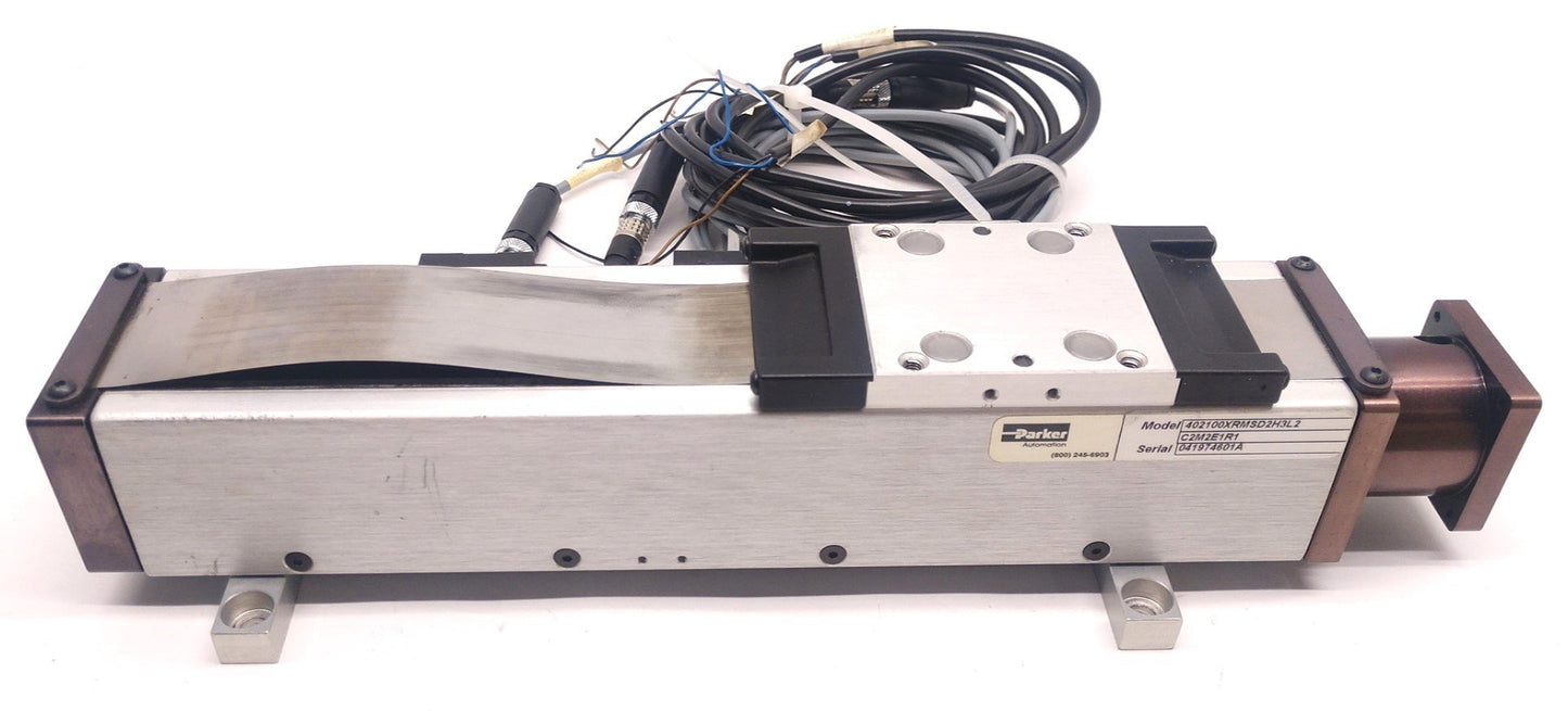 Used Parker 402100XRMSD2H3L2C2M2E1R1 Precision Linear Positioner W/ Coupler, 100mm