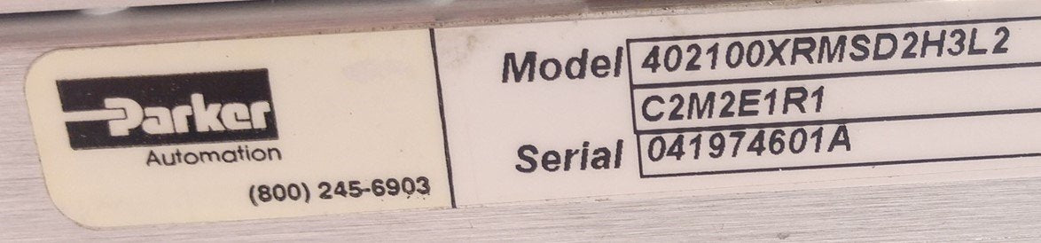 Used Parker 402100XRMSD2H3L2C2M2E1R1 Precision Linear Positioner W/ Coupler, 100mm