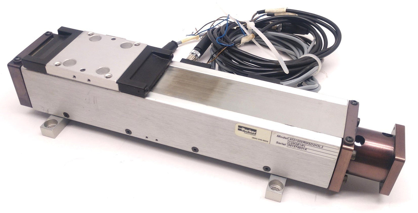 Used Parker 402100XRMSD2H3L2C2M2E1R1 Precision Linear Positioner W/ Coupler, 100mm