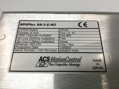 Used ACS SA-2-E-M2 SPiiPlus Motion Controller 2-Axis, RS-232, 24VDC, 20kHz Sampling