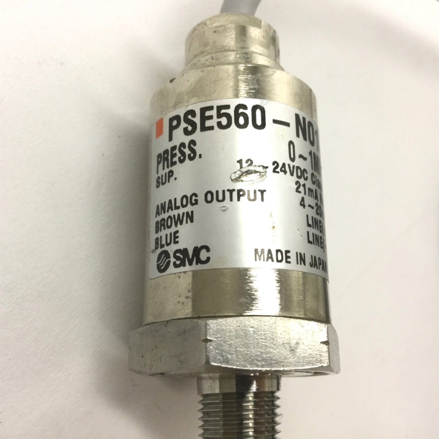 Used SMC PSE560-N01-28 Pressure Sensor Fluid Switch, 0-1MPa, Supply: 12-24VDC 21mA