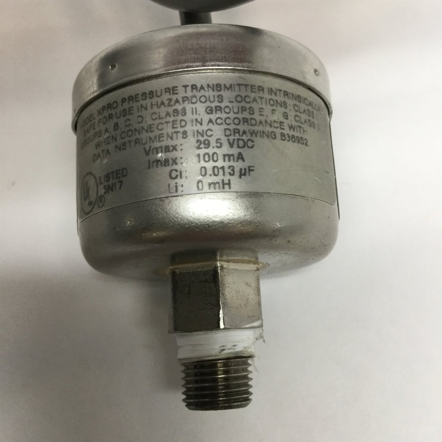 Used Data Instruments XPRO Pressure Transmitter Sensor 4-20mA, 0-200PSI, 1/8" NPT