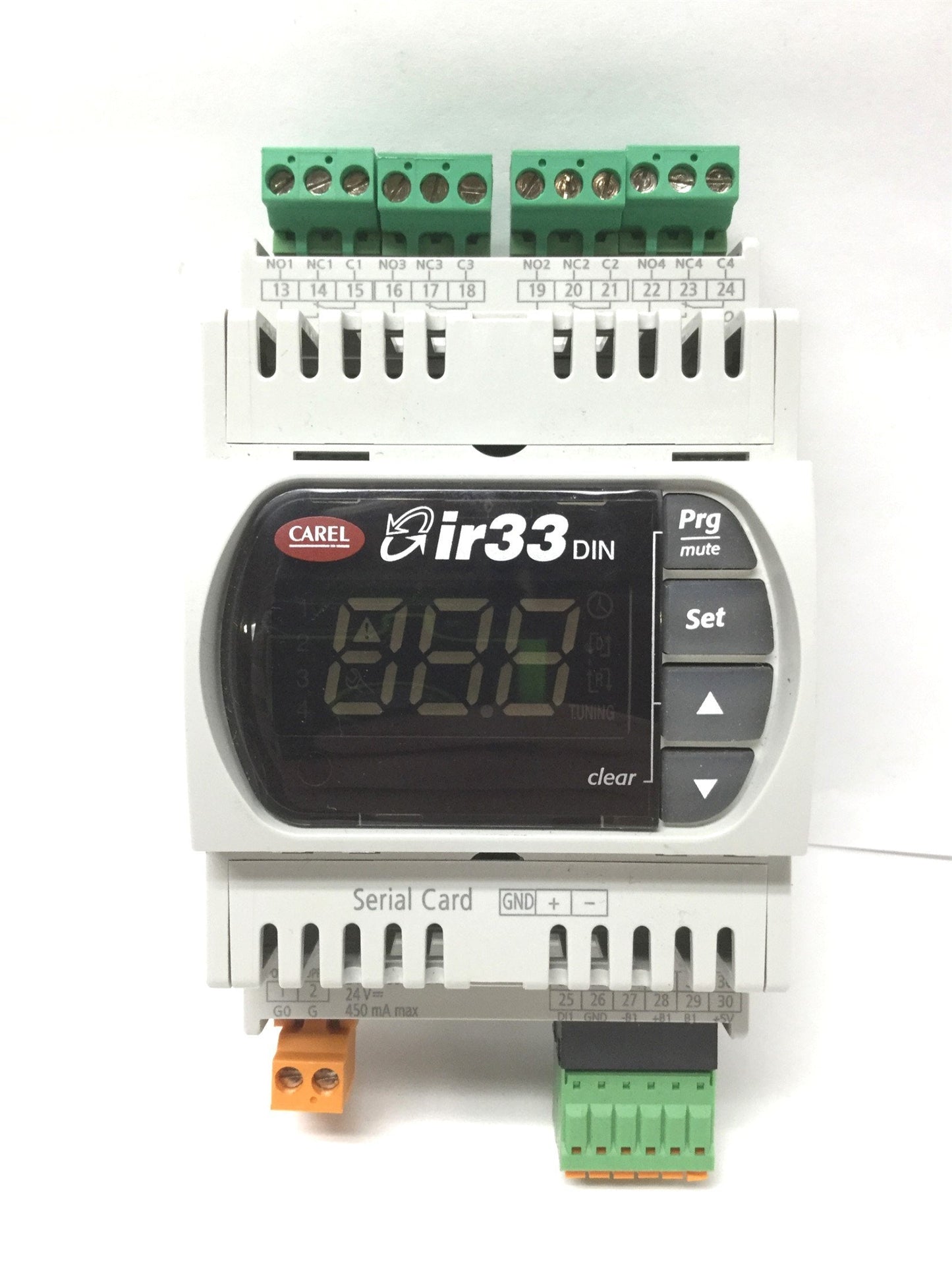 Used Carel DN33Z9MR20, IR33 DIN Universal Temperature Controller, 4-Relay, 24V AC/DC