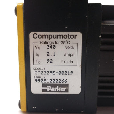 Used Parker Compumotor CM232AE-00219 Brushless DC Servo Motor NEMA 23 340V 92oz-in