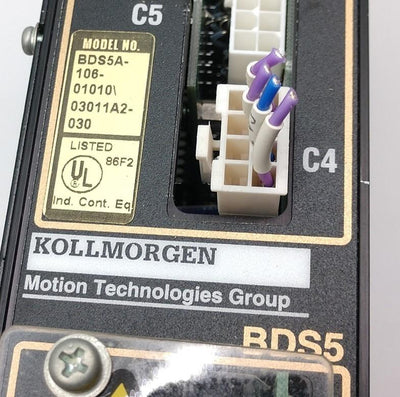 Used Kollmorgen BDS5A-106-01010/03011A2-030 Servo Drive, Rev 1, 140VDC 9A, 115VAC 6A