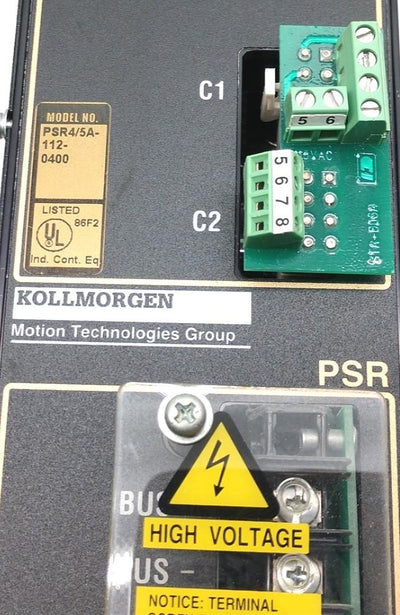 Used Kollmorgen PSR4/5A-112-0400 DC Servo Drive, In: 115VAC, 12A, Out: 140VDC