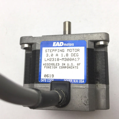 Used EAD LH2318-M300A17 Stepping Motor, Current: 3A, 1.8 Degrees/Step, Shaft: 0.25"