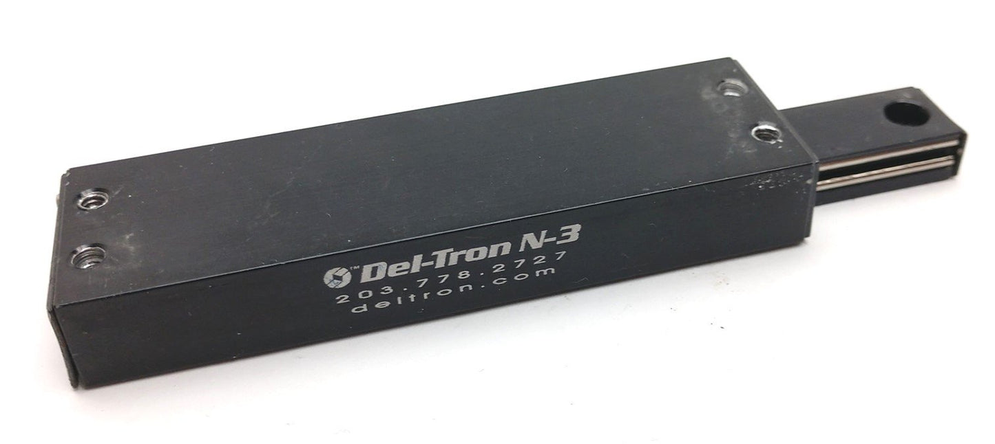 Used Del-Tron N-3 Cross Roller Slide, 2" Travel, Dimensions: 3.5" x 1" x 0.5"