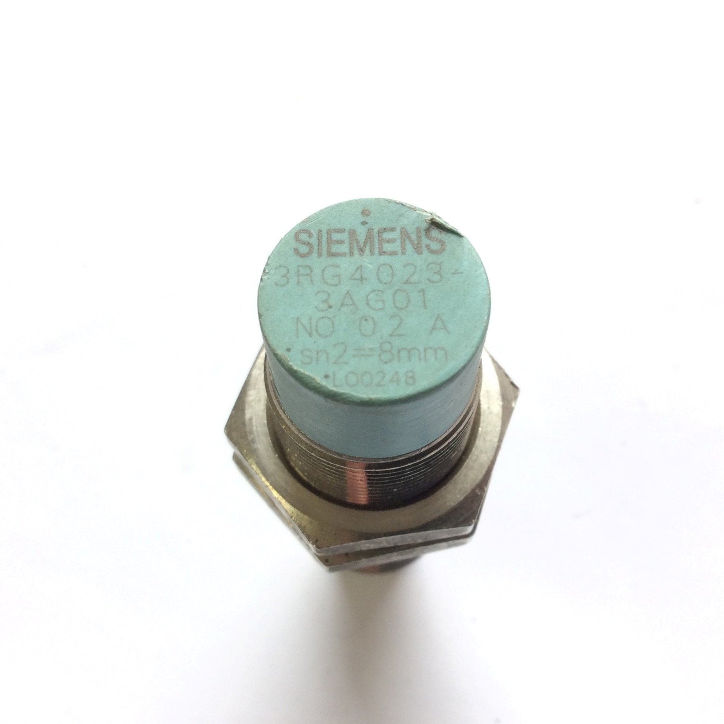 Used Siemens 3RG4023-3AG01 Inductive Proximity Sensor, PNP NO, 8mm Sensing, 24VDC