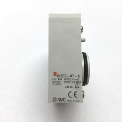 Used SMC IN503-07-A Output Module Block, 2x Output Points, Supply Voltage: 24VDC