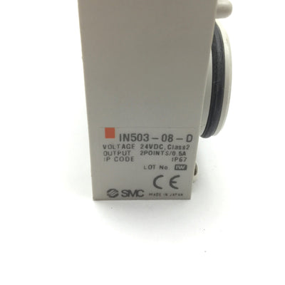 Used SMC IN503-08-D Output Module Block, 2x Output Points, Supply Voltage: 24VDC