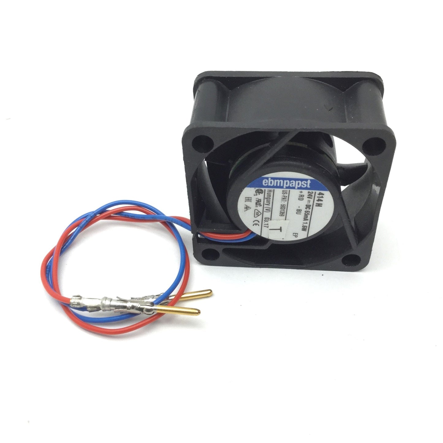 Used Ebmpapst 414H Cooling Fan, 24VDC, 65mA, 1.6W, Dimensions: 4cm x 4cm x 2cm