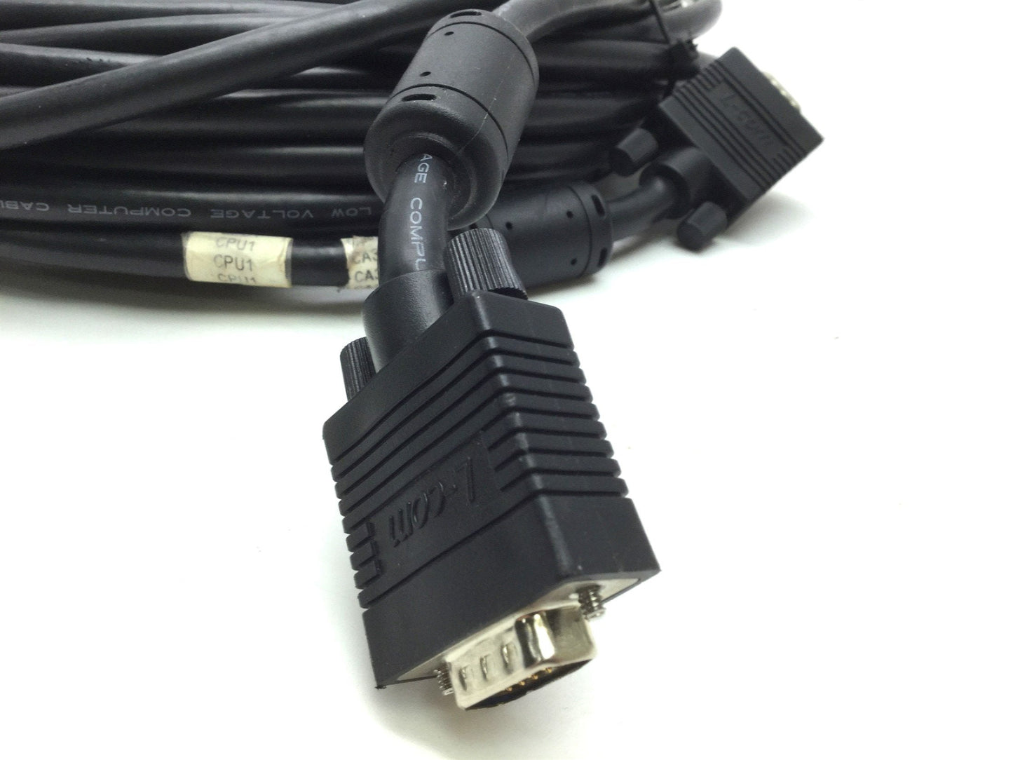 Used L-Com CTLF3VGAMM-50 VGA Cable HD15 Male to Male, Black Length 50', Ferrite Cores