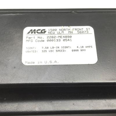 Used MCG 2282-ME4890 Servo Motor 325VDC, 4.1 Amps, 6000 RPM, 7.50 Lb-In, NEMA 23