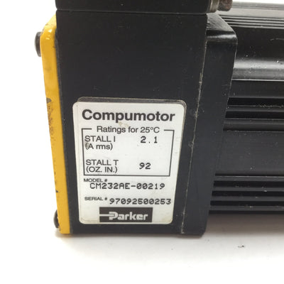 Used Parker CM232AE-00219 Compumotor Brushless DC Servo Motor 340V 92oz-in NEMA 23