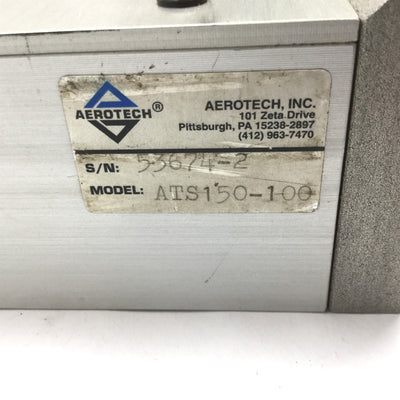 Used Aerotech ATS150-100 Ball Screw Linear Actuator Stage, 100mm (4") Travel, 4mm/Rev