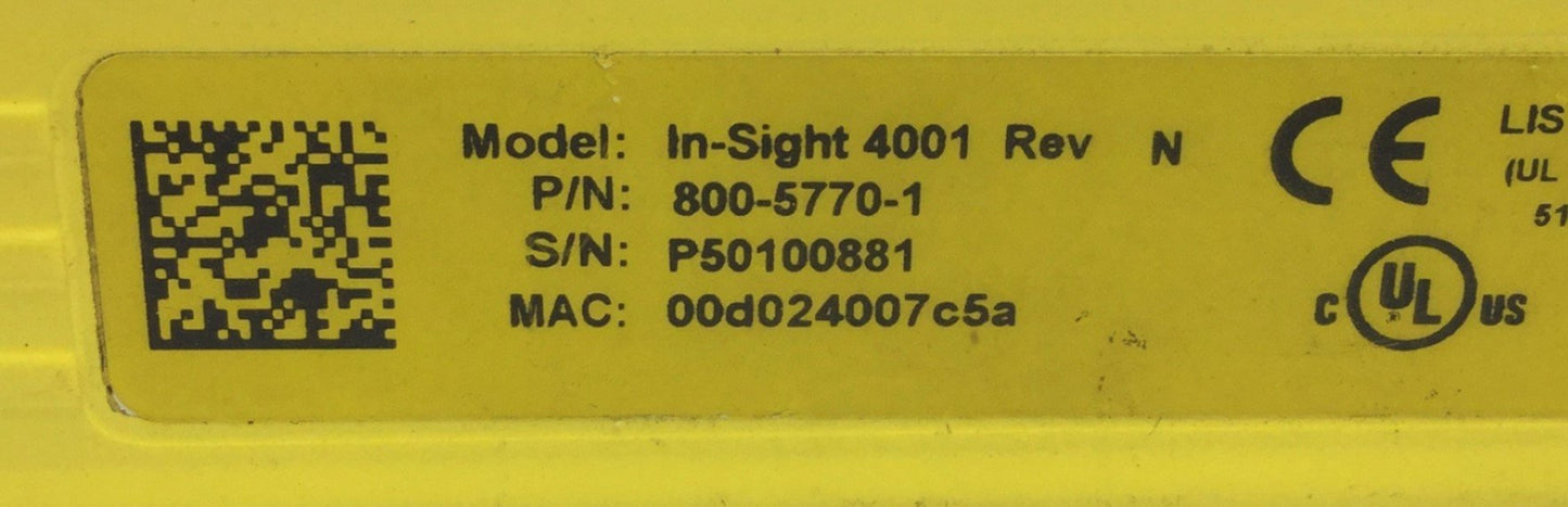 Used Cognex 800-5770-1 Rev N In-Sight 4001 Machine Vision Camera, Display: 1024x768