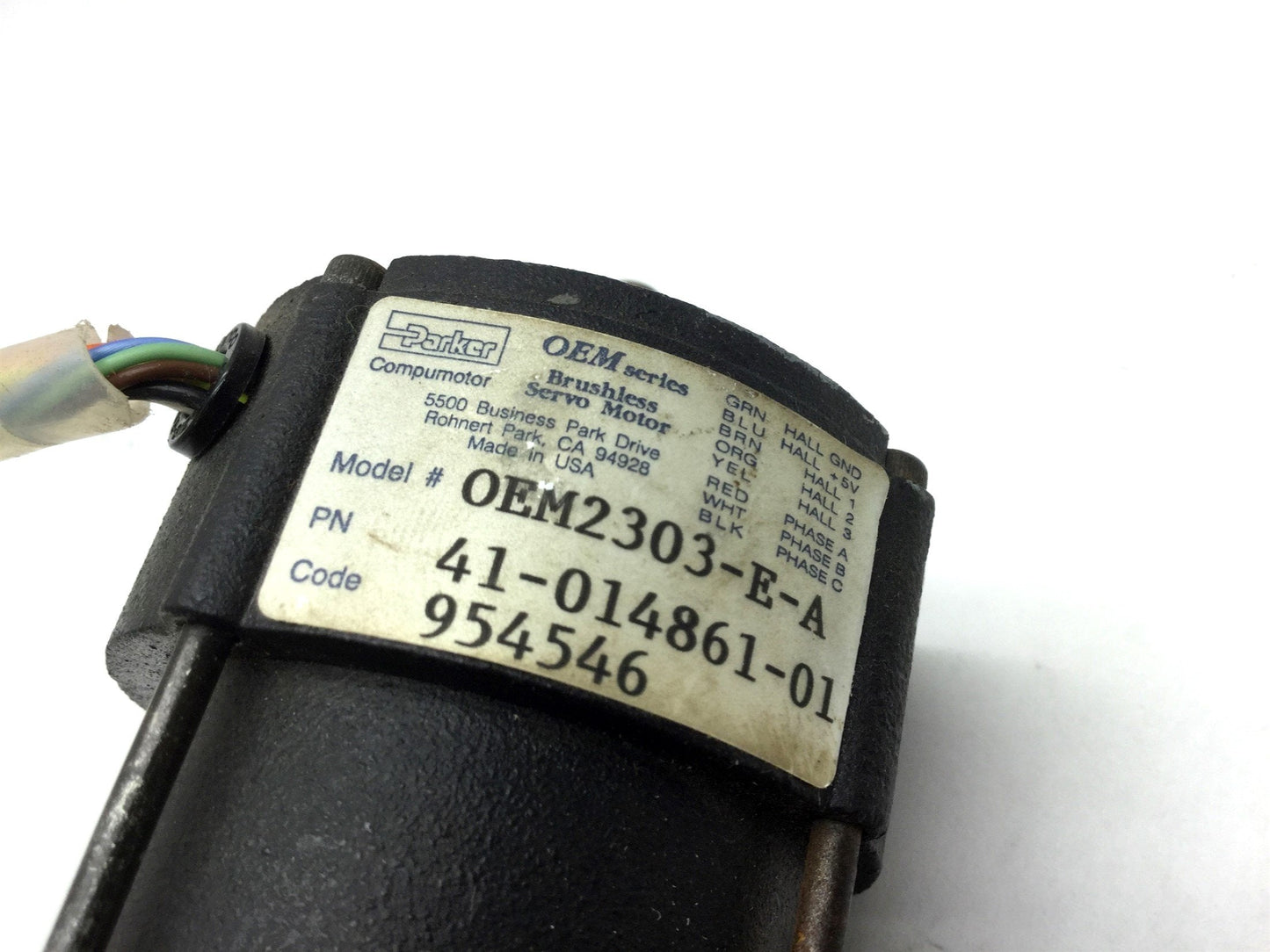 Used Parker OEM2303-E-A Servo Motor, Shaft: 0.25", NEMA 23 Mount, 188.3 oz-in, 70V