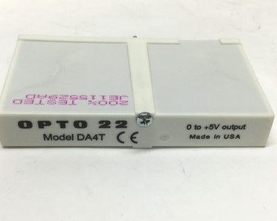 Used Opto 22 DA4T Analog Voltage Output I/O Module 0 to +5VDC 12-bit, G1 Rack Chassis