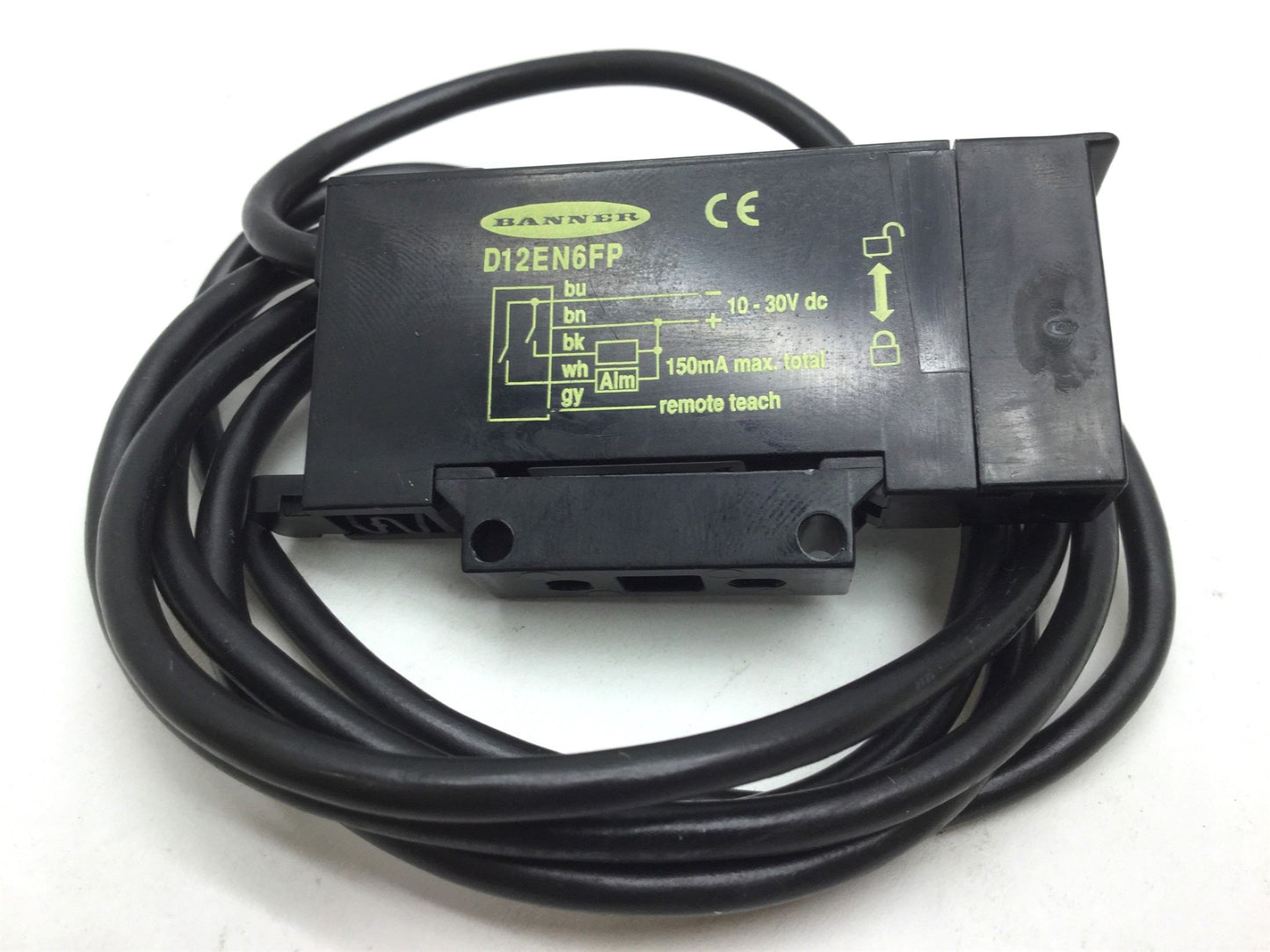 Used Banner D12EN6FP Fiber Optic Sensor Red LED 10-30VDC, Output: NPN