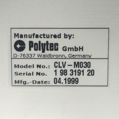 Used Polytec CLV-M030 Laser Vibrometer Decoder Module, 3 Ranges, For CLV-1000/2000