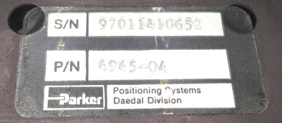 Used Parker 4945-04 Ball Bearing Positioning Table, Travel: 4" Carriage: 6 x 6"