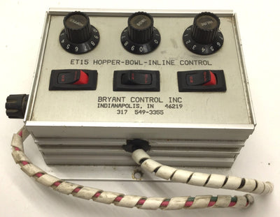 Used Bryant Control ET15 Hopper Bowl Inline Control, Voltage: 115V, With Extra Cable