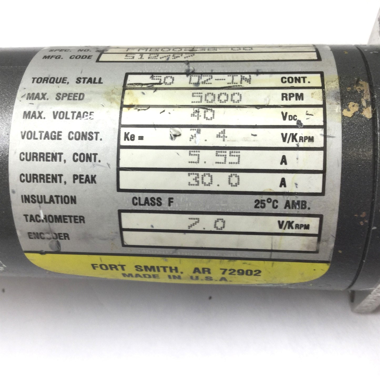 Used Baldor MT-2250-BCYCN DC Servomotor, NEMA 23, 50oz/in, 5000RPM, 40VDC