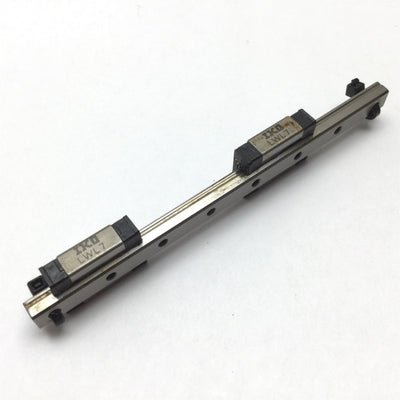 Used IKO LWL7 Linear Rail W/ 2x Bearing Blocks, Rail Length 4.5", Blocks 0.91"x0.67"