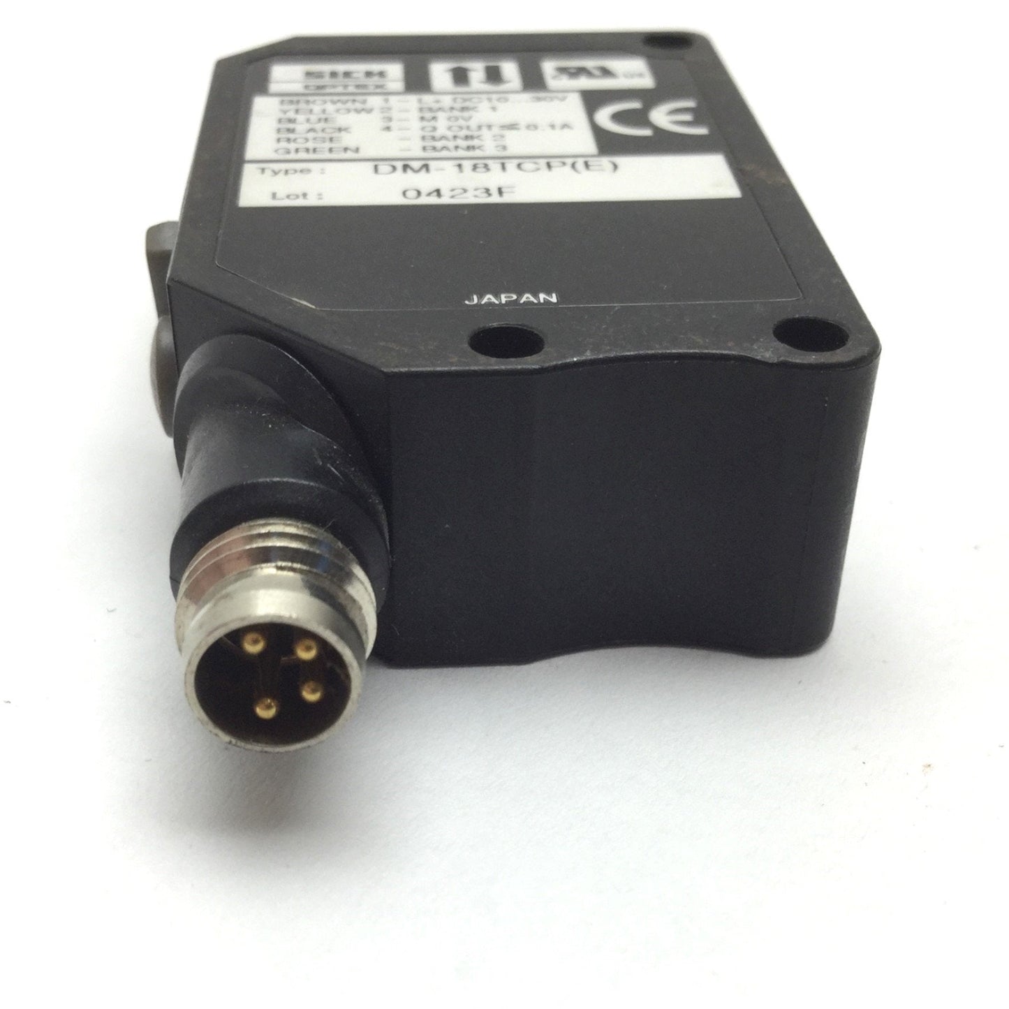 Used Optex DM-18TCP(E) RGB Color / Mark Sensor, Voltage: 10-30VDC, PNP Output