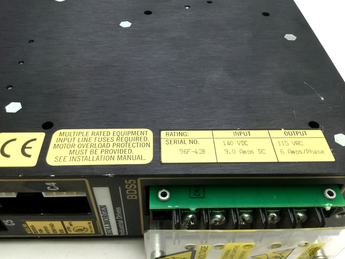 Used Kollmorgen BDS5A-106-41010 Servo Drive, Input: 140VDC 9A, Out: 115VAC 6A Rev 1