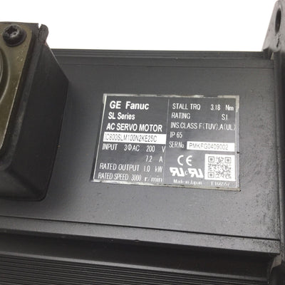 Used GE Fanuc IC800SLM100N2KE25C AC Servo Motor, NEMA 42, Output Power: 1kW