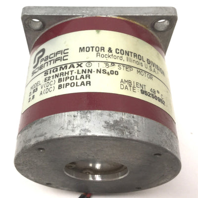 Used Pacific Scientific Sigmax E21NRHT-LNN-NS-00 Stepper Motor, NEMA 23, Shaft: 1/4"