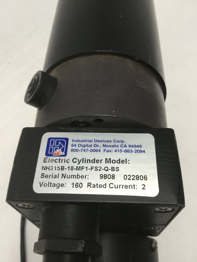 Used Industrial Devices NH315B-18-MF1-FS2-Q-BS Electric Cylinder Linear Actuator 18"