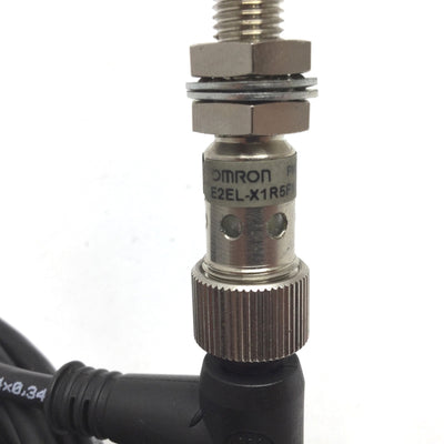 Used Omron E2EL-X1R5F1-M1 Inductive Proximity Sensor, Range: 1.5mm, PNP N/O