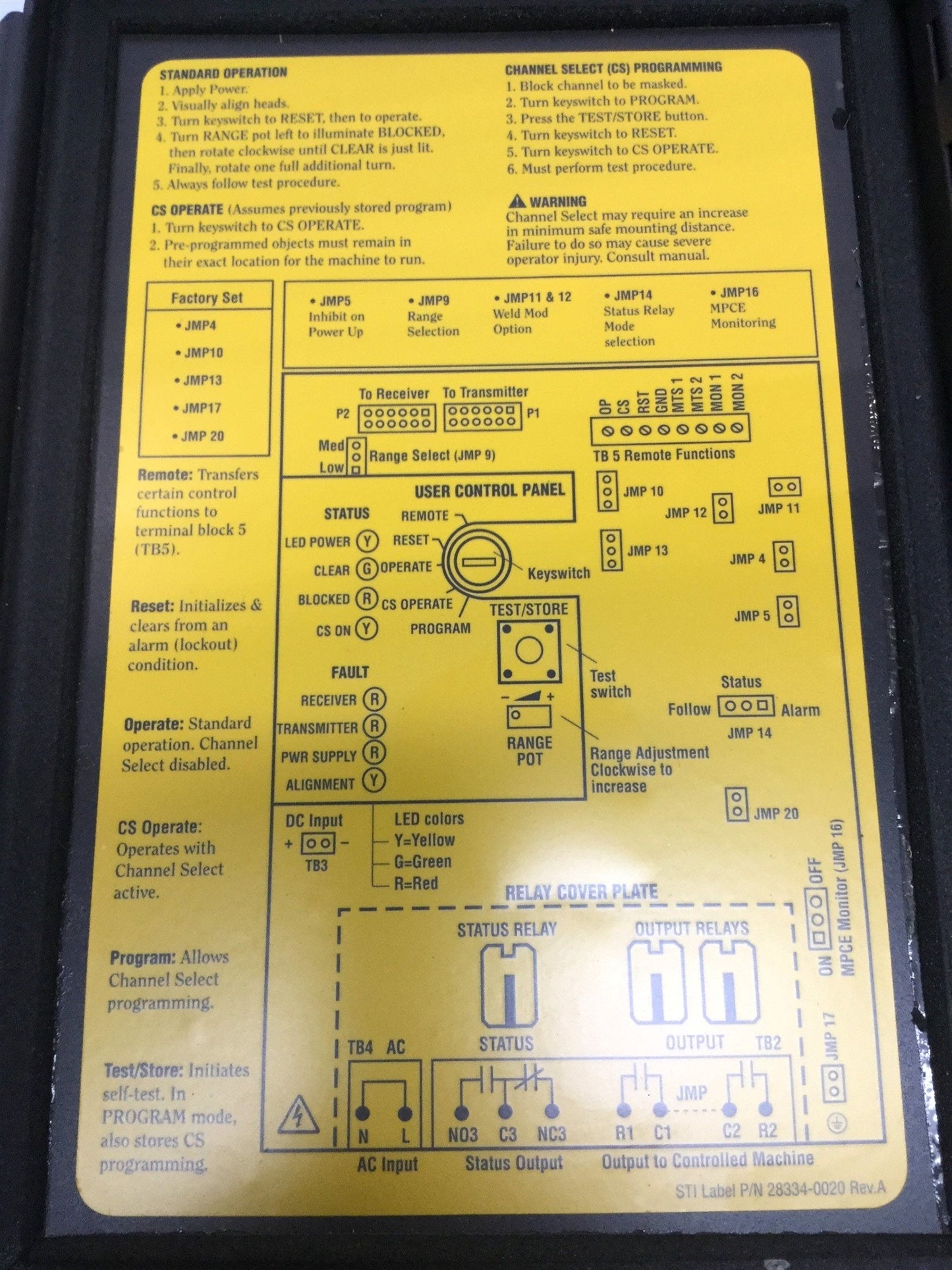 Used STI MS43-B2-AC1 MiniSafe/FlexSafe Safety Light Curtain Controller NEMA 13 115VAC