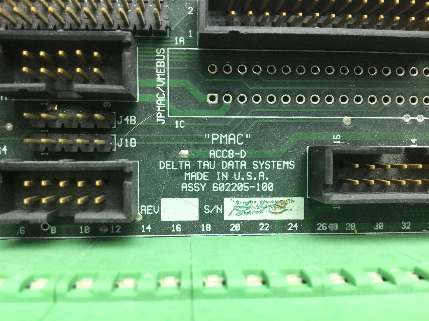 Used Delta Tau 602205-100 Break Out Board, 64 Terminals, DIN Rail, ACC8-D PMAC 60-Pin