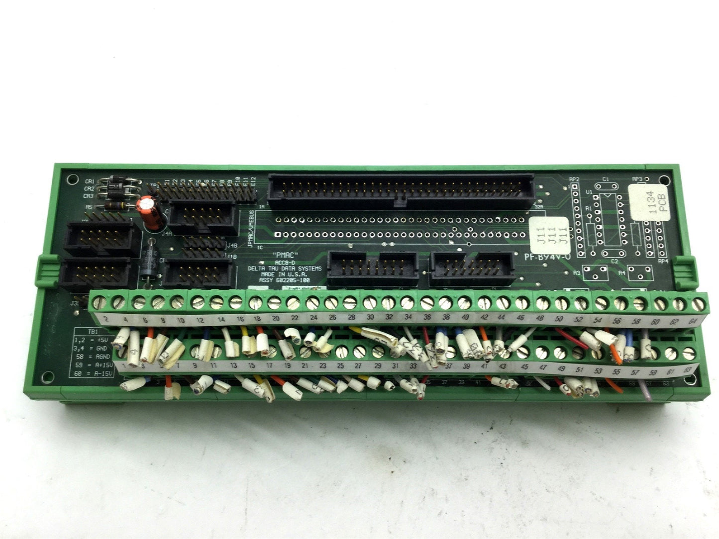 Used Delta Tau 602205-100 Break Out Board, 64 Terminals, DIN Rail, ACC8-D PMAC 60-Pin